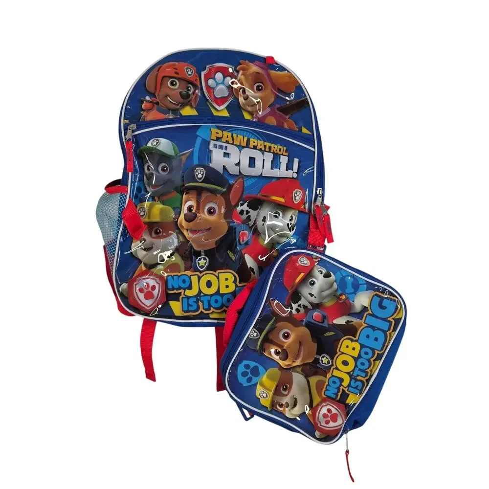 Paw Patrol Blue Backpack Lunch Bag Drawstring Kids School Set No Job Is Too Big